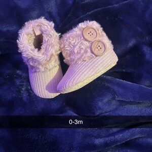 Cozy tan Baby Booties with Buttons